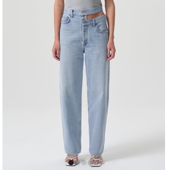 AGOLDE Broken Waistband Jean Organic Cotton Sideline Light Blue Wash 28 - Picture 1 of 9